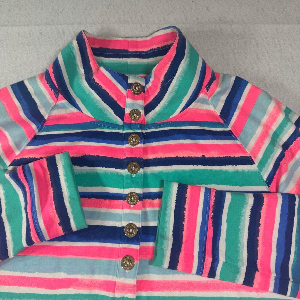 Lilly Pulitzer Women's Captain Pullover Sandy Shell Stripe M Preppy Resort